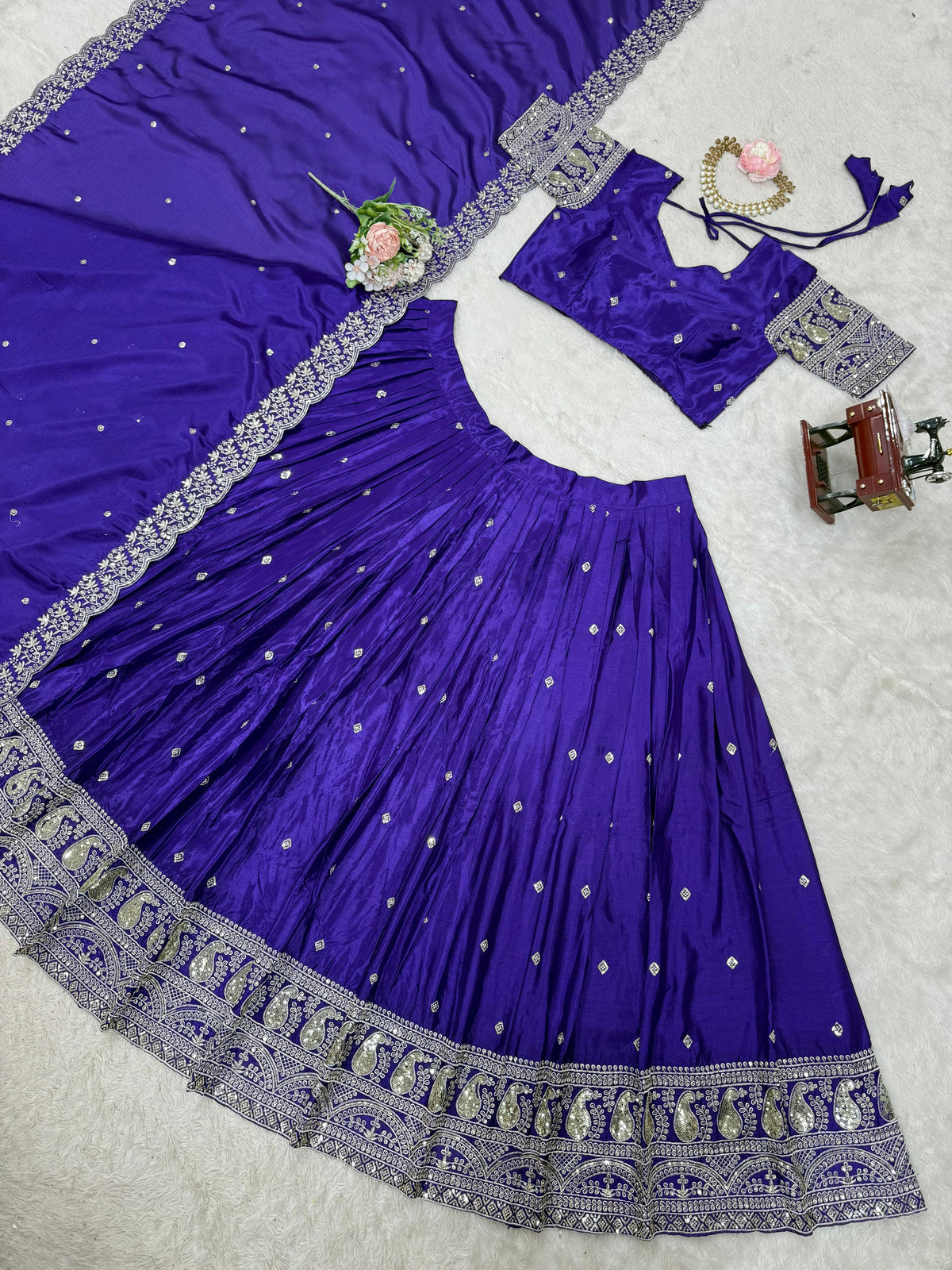 Blue Color Embroidered Designer Lehenga Choli