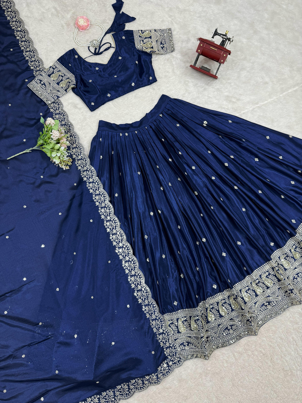Navy BlueColor Party Wear Designer Lehenga Choli