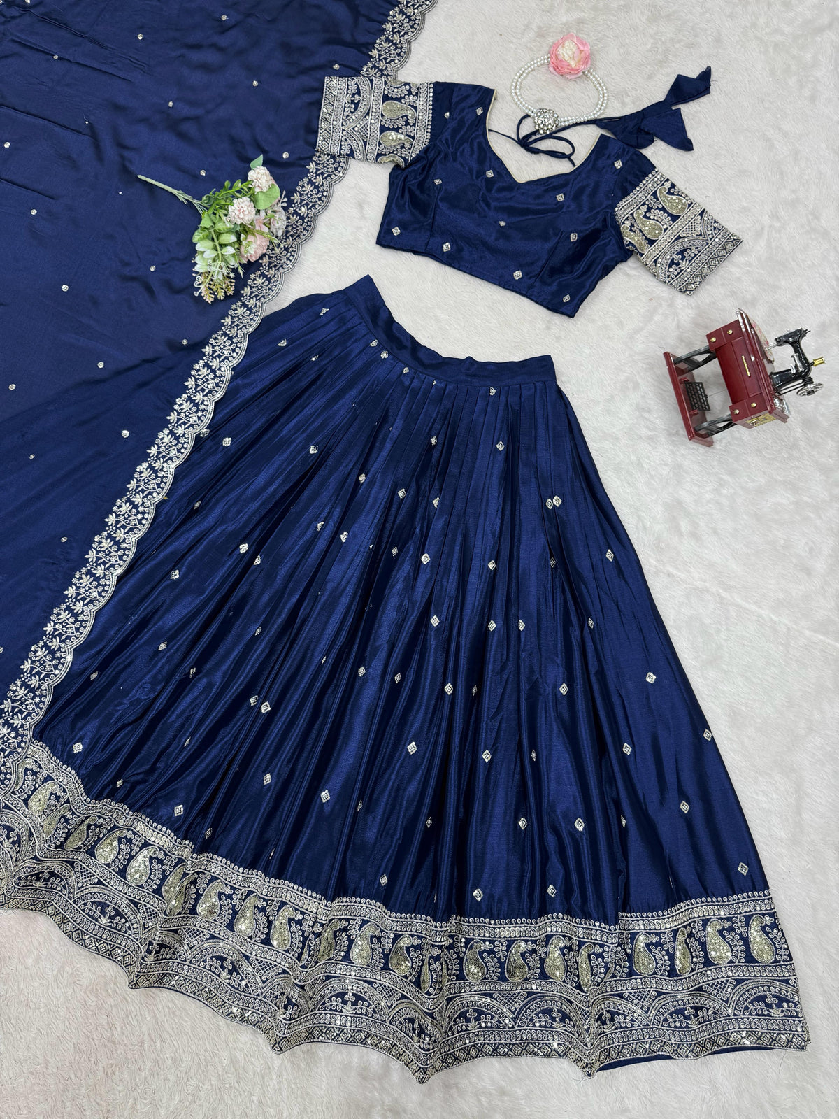 Navy BlueColor Party Wear Designer Lehenga Choli