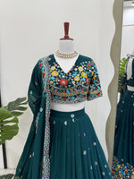 Green Color Designer Embroidered Lehenga Choli