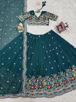 Green Color Designer Embroidered Lehenga Choli