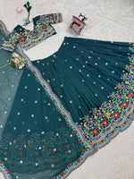 Green Color Designer Embroidered Lehenga Choli