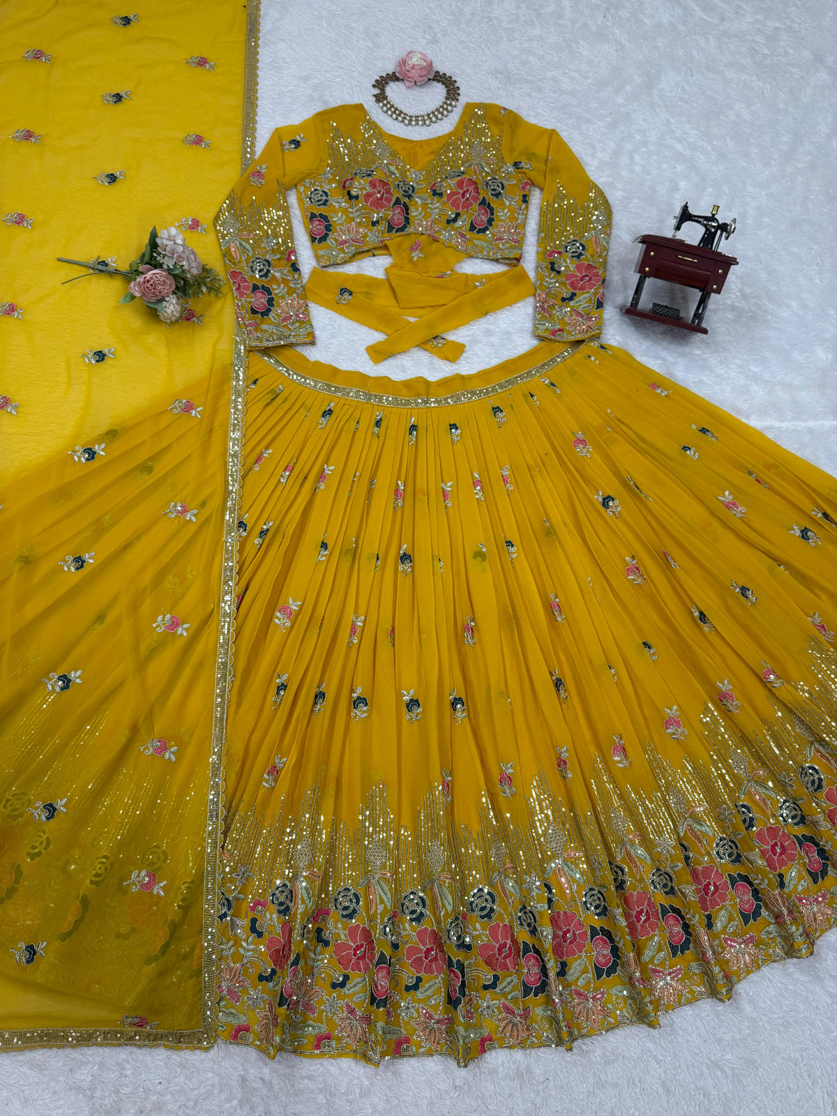Yellow Color Embroidered Designer Lehenga Choli