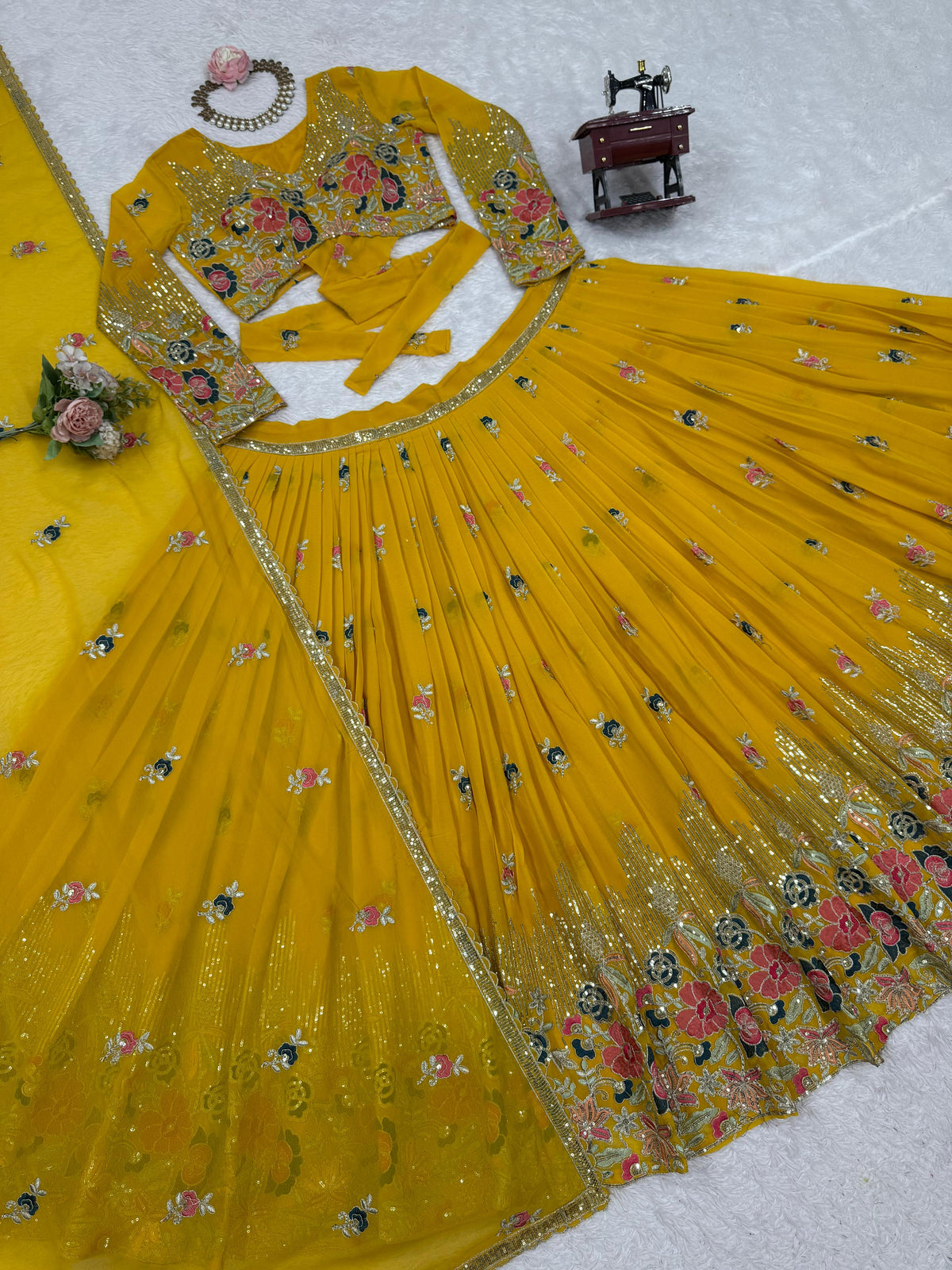 Yellow Color Embroidered Designer Lehenga Choli