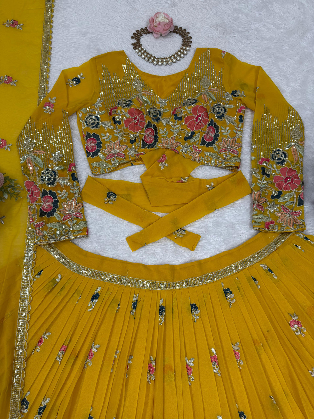 Yellow Color Embroidered Designer Lehenga Choli