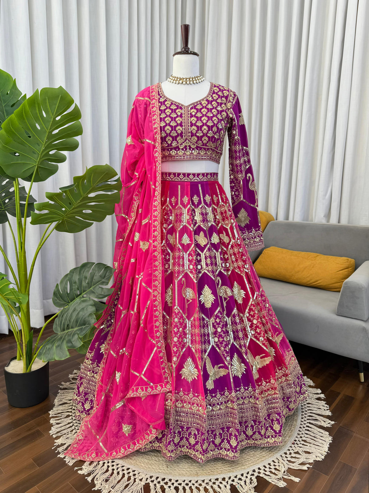 Pink Color Georgette Designer Lehenga Choli