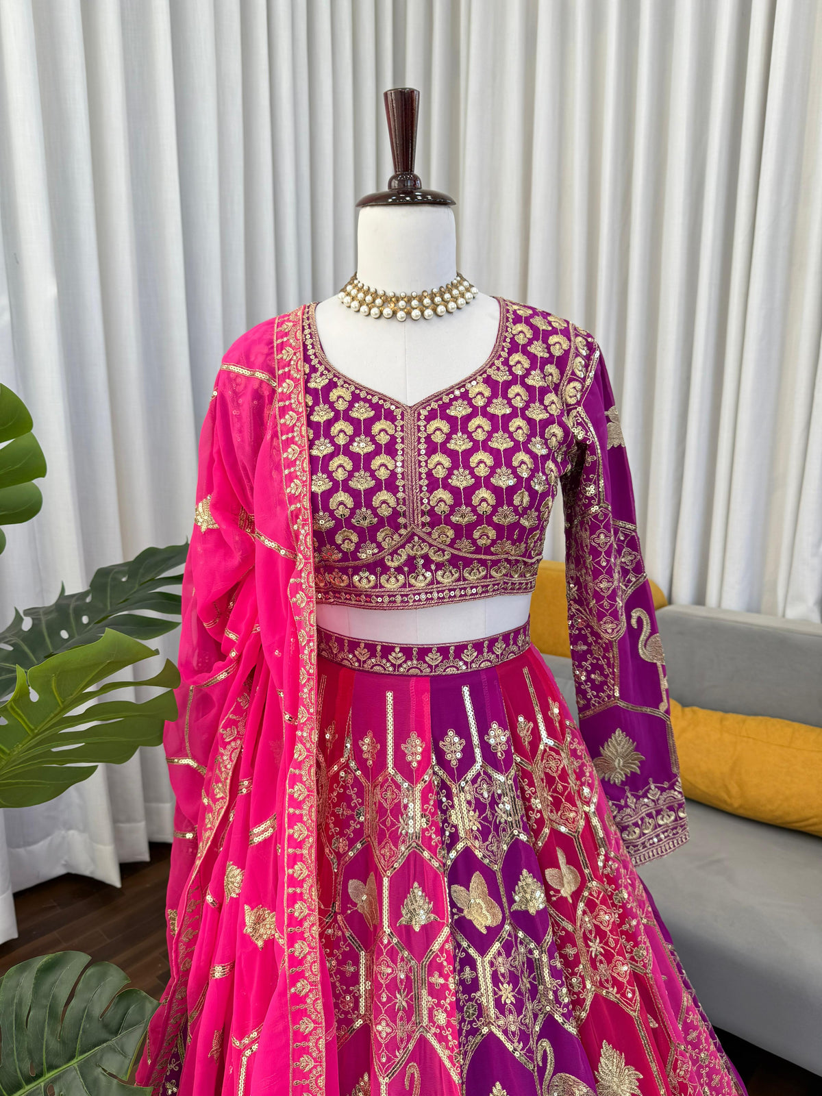Pink Color Georgette Designer Lehenga Choli