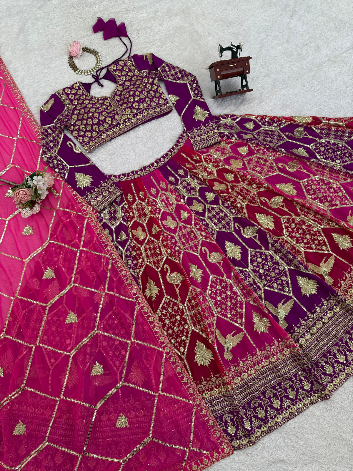Pink Color Georgette Designer Lehenga Choli