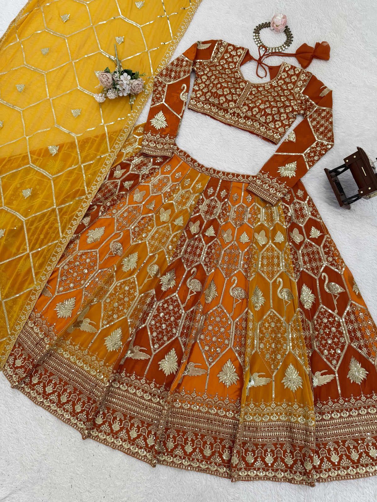 Yellow Color Georgette Designer Party Wear Lehenga Choli