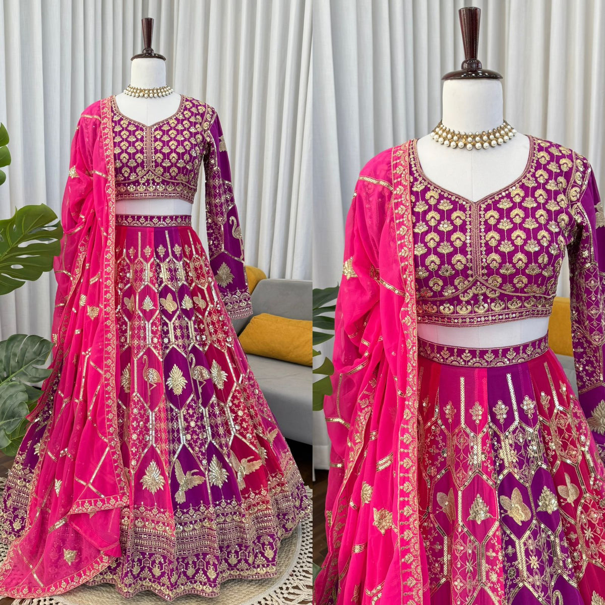 Pink Color Georgette Designer Lehenga Choli