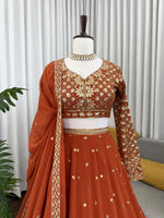 Orange Color Embroidered Designer Lehenga Choli