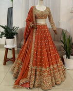 Orange Color Embroidered Designer Lehenga Choli