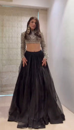 Black Color Tabby Organza Fabric Lehenga Choli