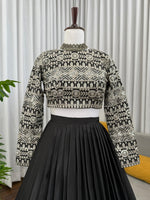 Black Color Tabby Organza Fabric Lehenga Choli