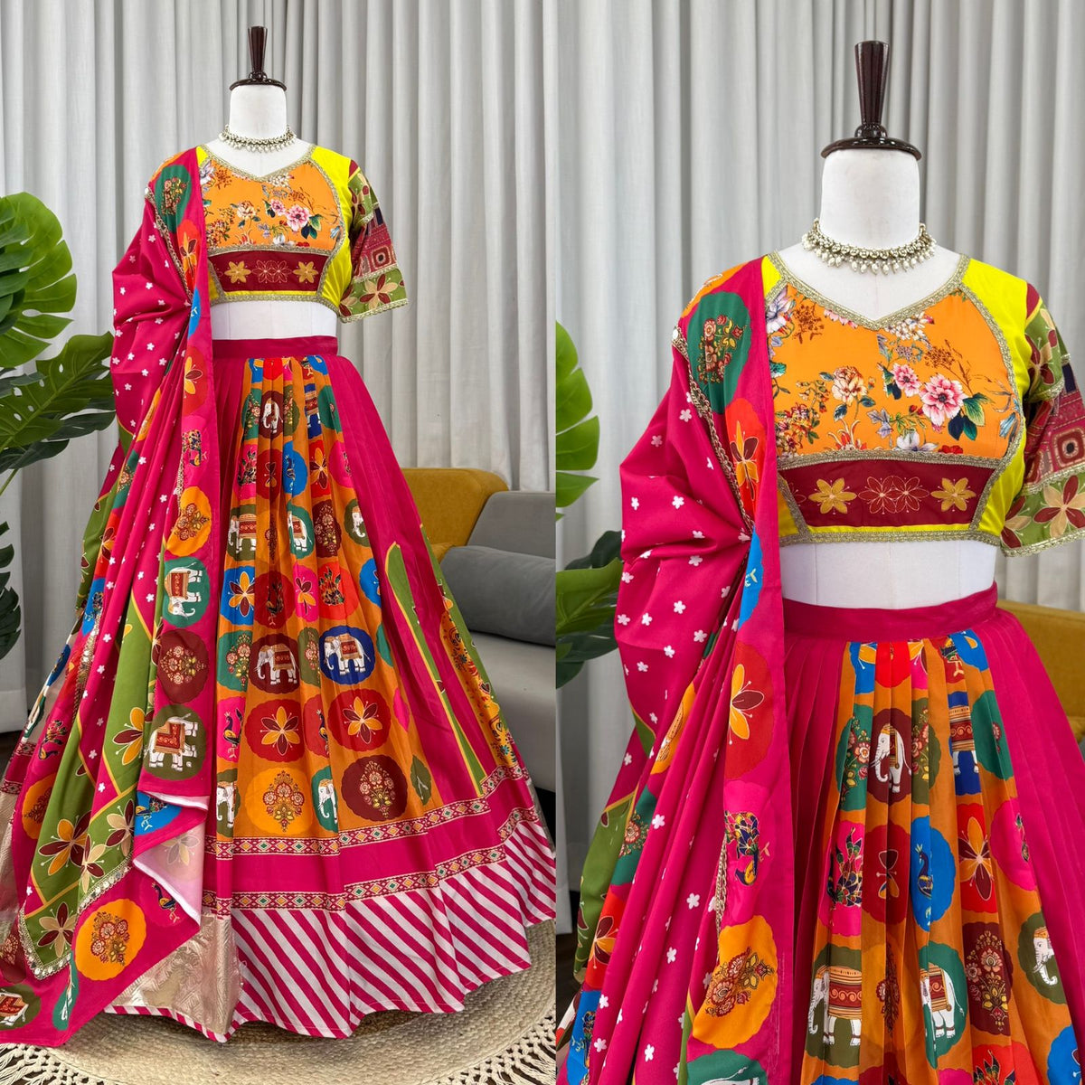 Digital Printed Multi Colour Designer Lehenga Choli
