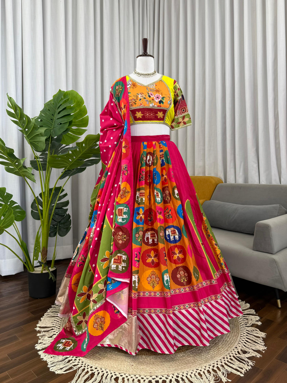 Digital Printed Multi Colour Designer Lehenga Choli