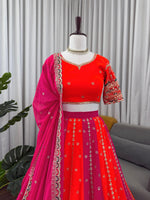 Orange and Pink Georgette Thread With Sequence Work Lehenga Choli