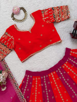 Orange and Pink Georgette Thread With Sequence Work Lehenga Choli