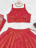 Orange Party Wear Lehenga Choli With Sequnce Koti