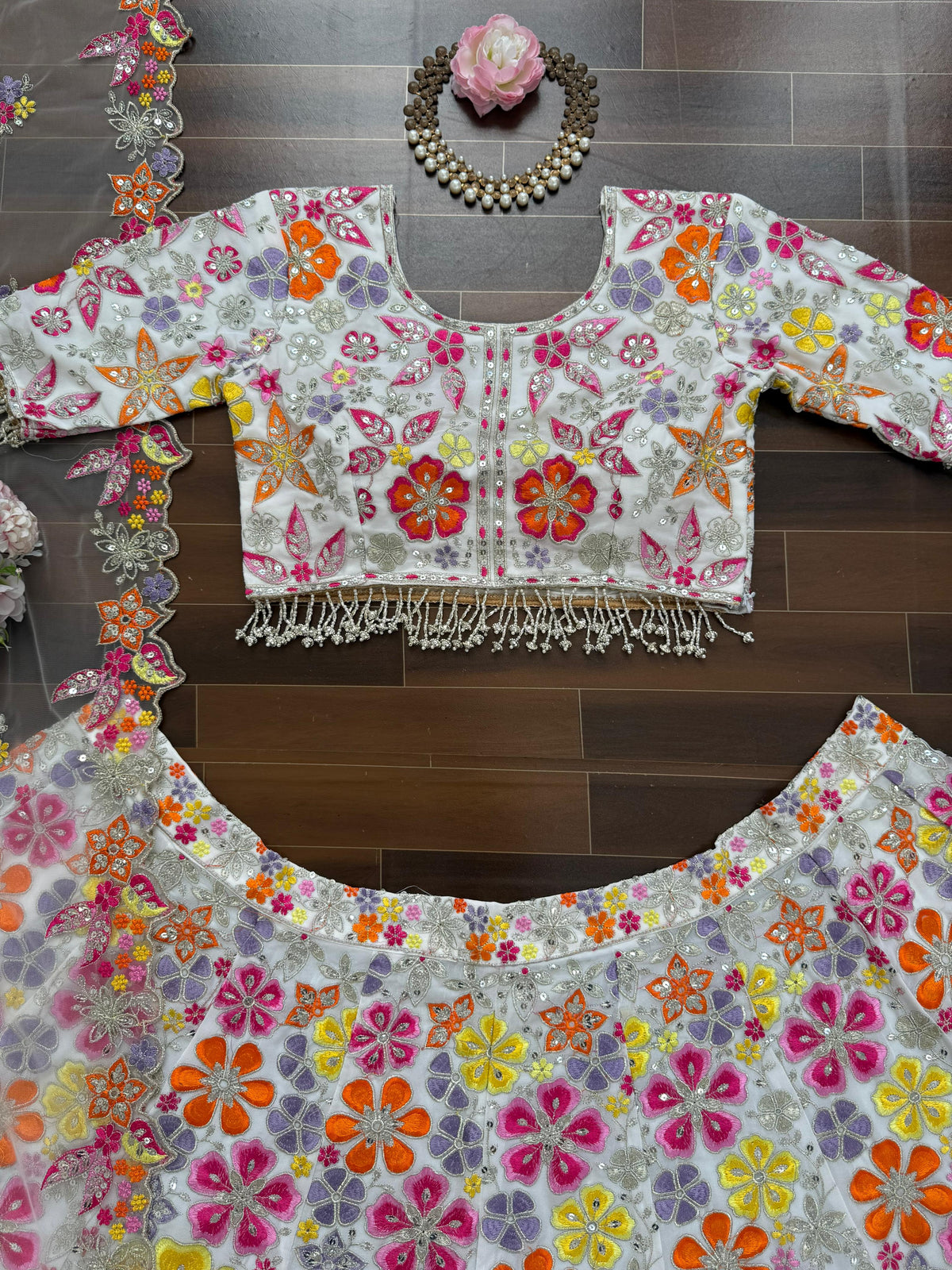 Embroidered Sequinned Ready To Wear Lehenga & Blouse With Dupatta