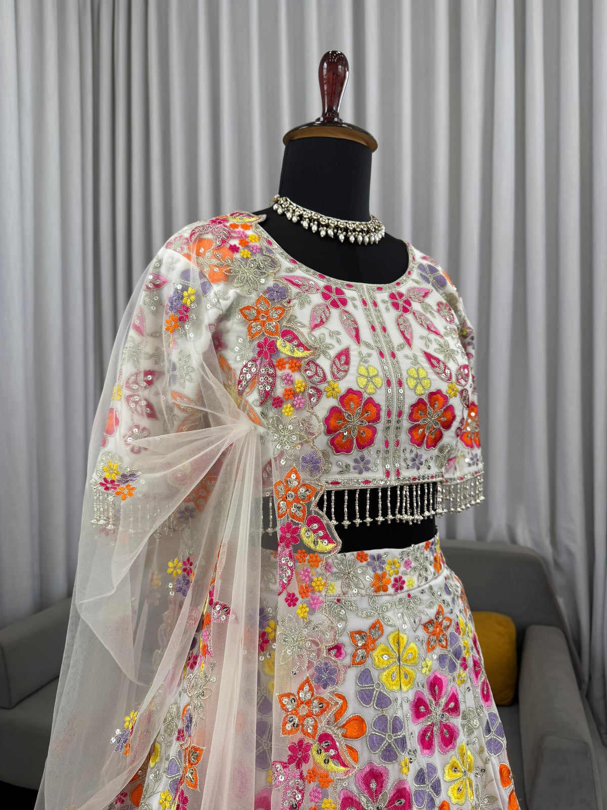 Embroidered Sequinned Ready To Wear Lehenga & Blouse With Dupatta