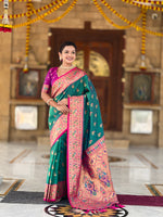 Two Tone Woven Design Silk Blend Paithani Saree