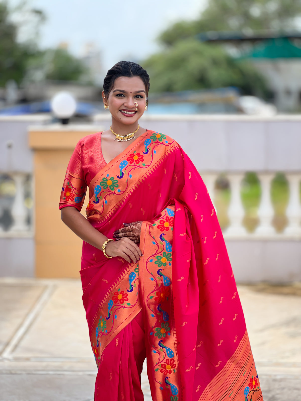 Peacock Woven Design Zari Paithani Saree