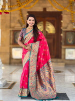 Two Tone Woven Design Silk Blend Paithani Saree