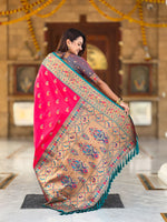 Two Tone Woven Design Silk Blend Paithani Saree