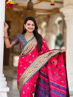 Two Tone Woven Design Silk Blend Paithani Saree