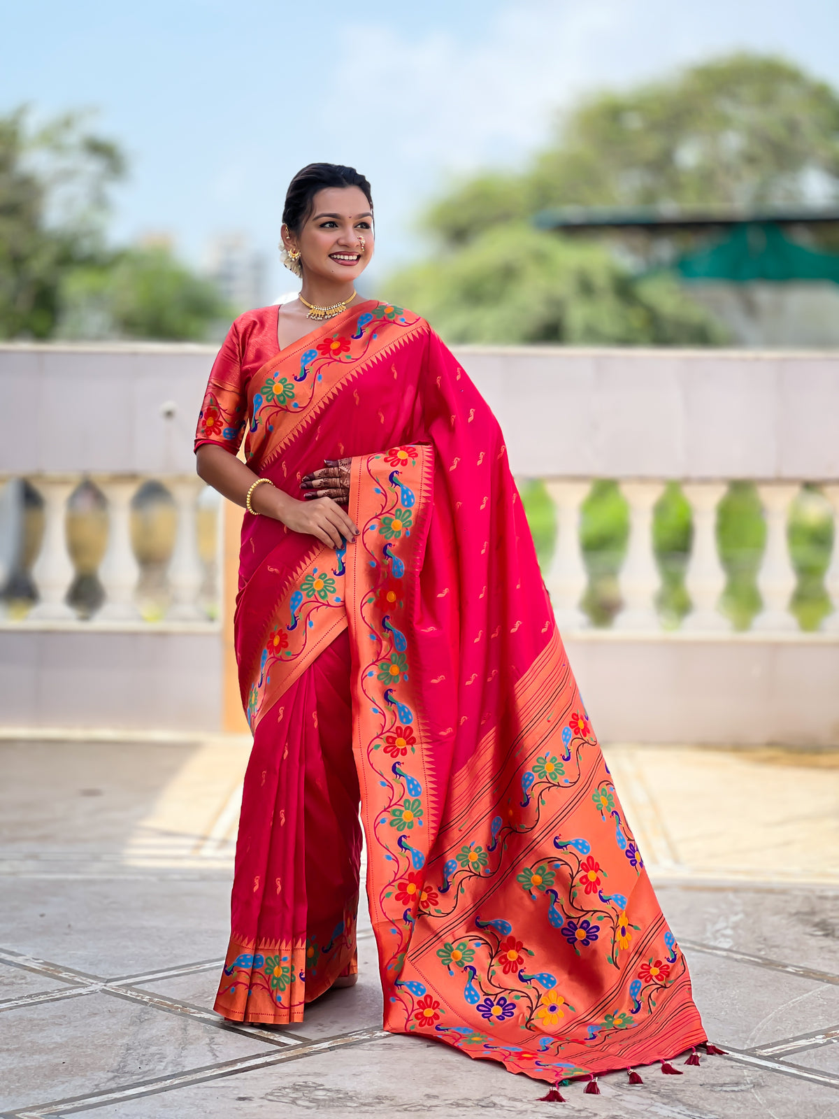 Peacock Woven Design Zari Paithani Saree