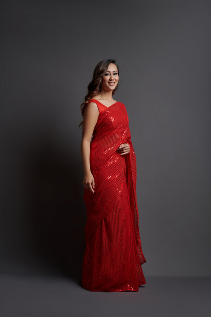 Red Sequins Sarees: Buy Latest Designs Online