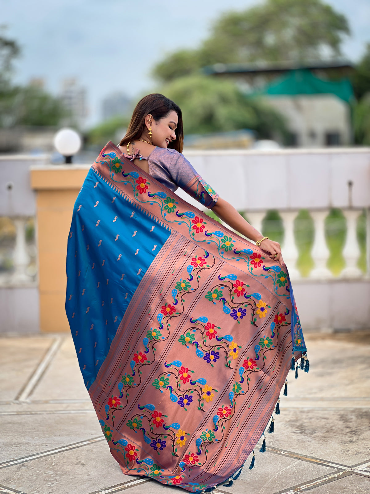 Peacock Woven Design Zari Paithani Saree