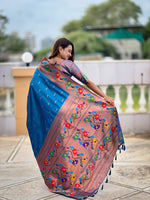 Peacock Woven Design Zari Paithani Saree