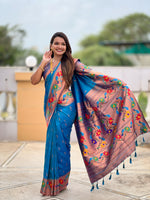 Peacock Woven Design Zari Paithani Saree