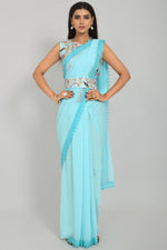 Buy Sky Blue Saree Online In India - Joshindia