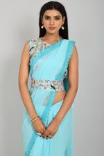 Buy Sky Blue Saree Online In India - Joshindia