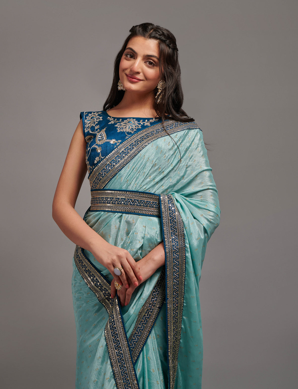 Buy Sky Blue Sarees Online at Best Prices - JOSHINDIA - Joshindia