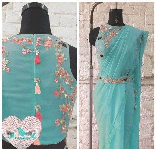 Buy Sky Blue Saree Online In India - Joshindia