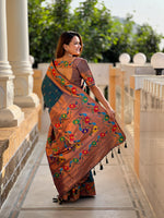 Peacock Woven Design Zari Paithani Saree