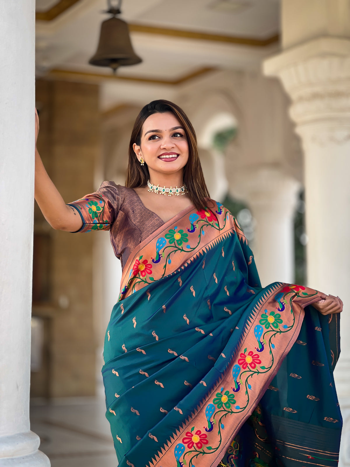 Peacock Woven Design Zari Paithani Saree