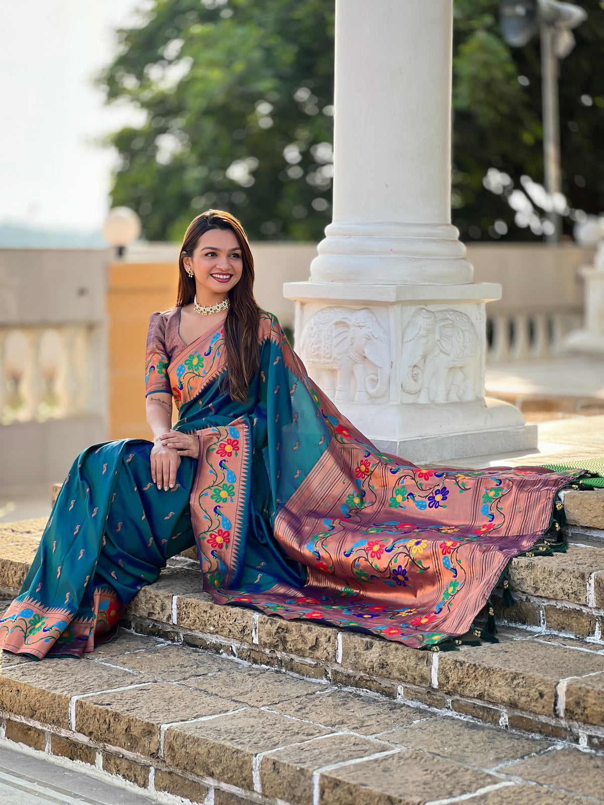 Peacock Woven Design Zari Paithani Saree
