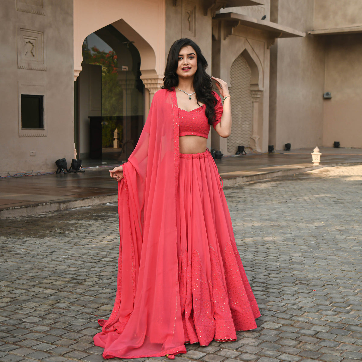 Red Color Designer Georgette Lehenga Choli