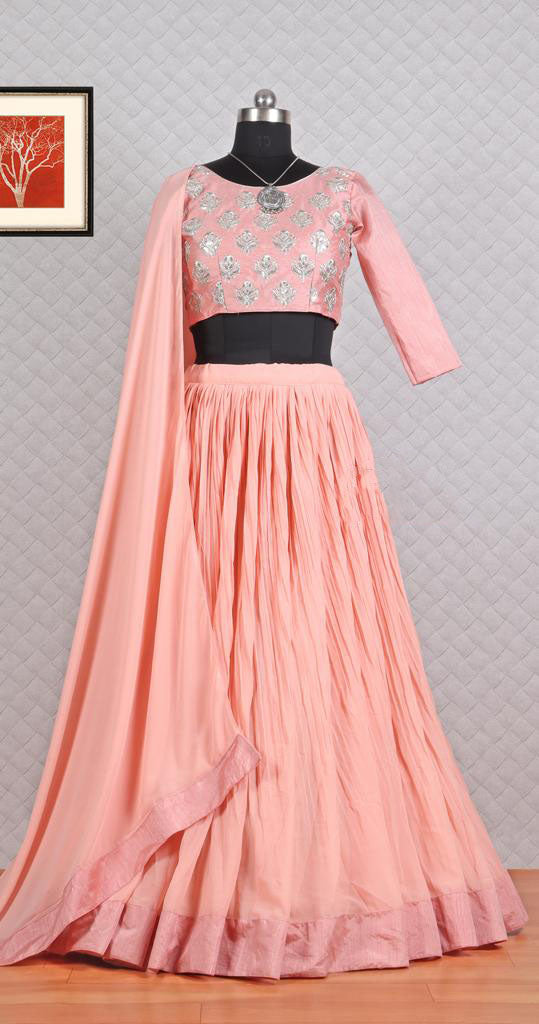 Peach Color Designer Georgette Lehenga Choli