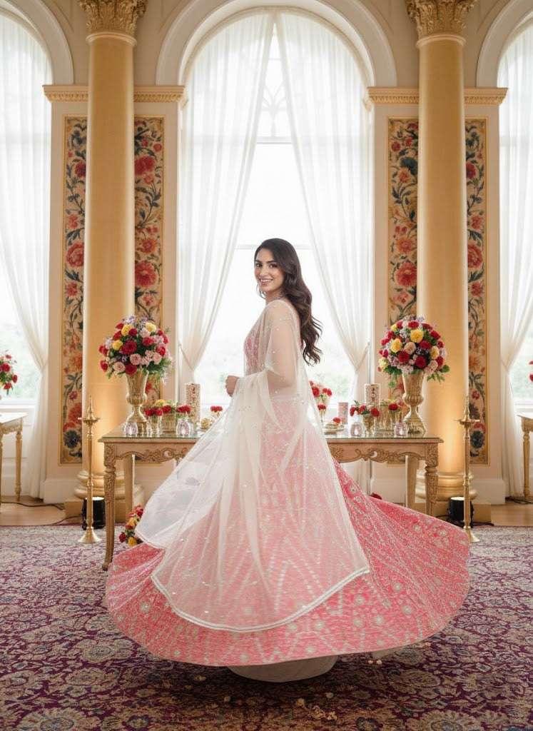 Pink Color Designer Embroidery Lehenga Choli