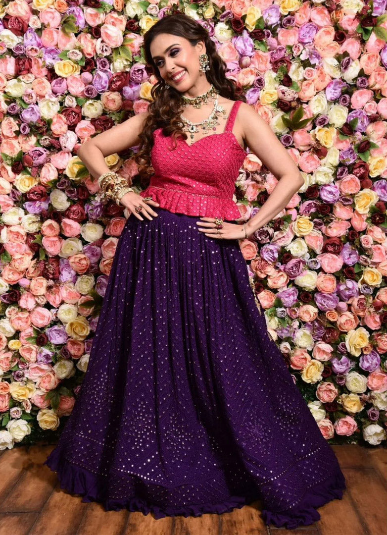 Purple With Pink Color Designer Lehenga Choli