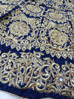 Blue Color Wedding Wear Designer VelvetLehenga Choli