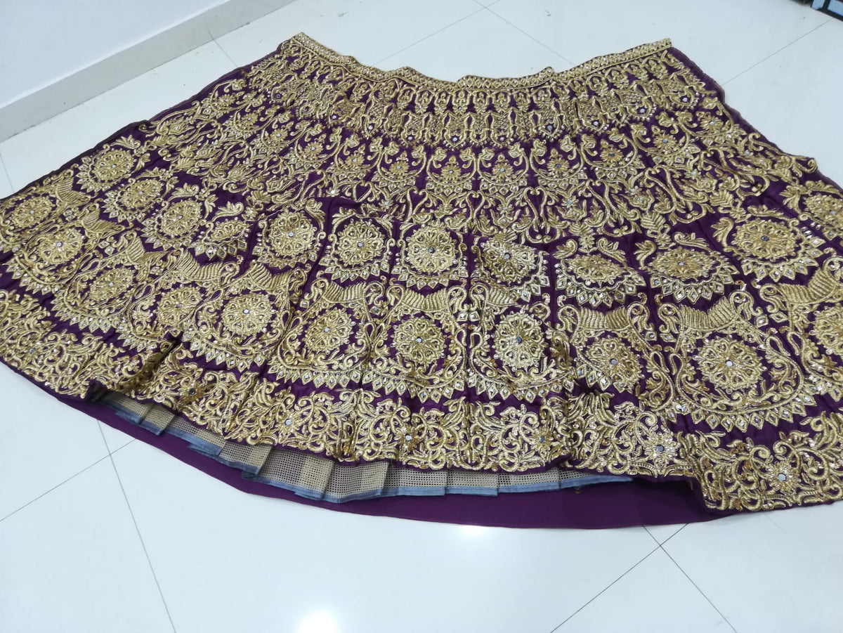 Purple Color Wedding Wear Designer Velvet Lehenga Choli