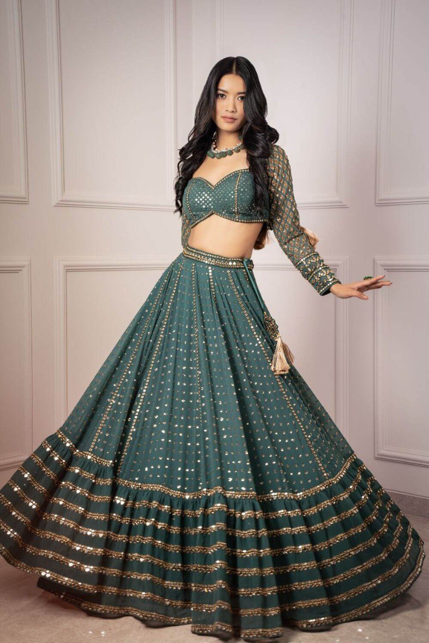 Green Color Designer Party Wear Lehenga Choli