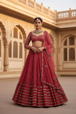Light Red Color Designer Party Wear Lehenga Choli
